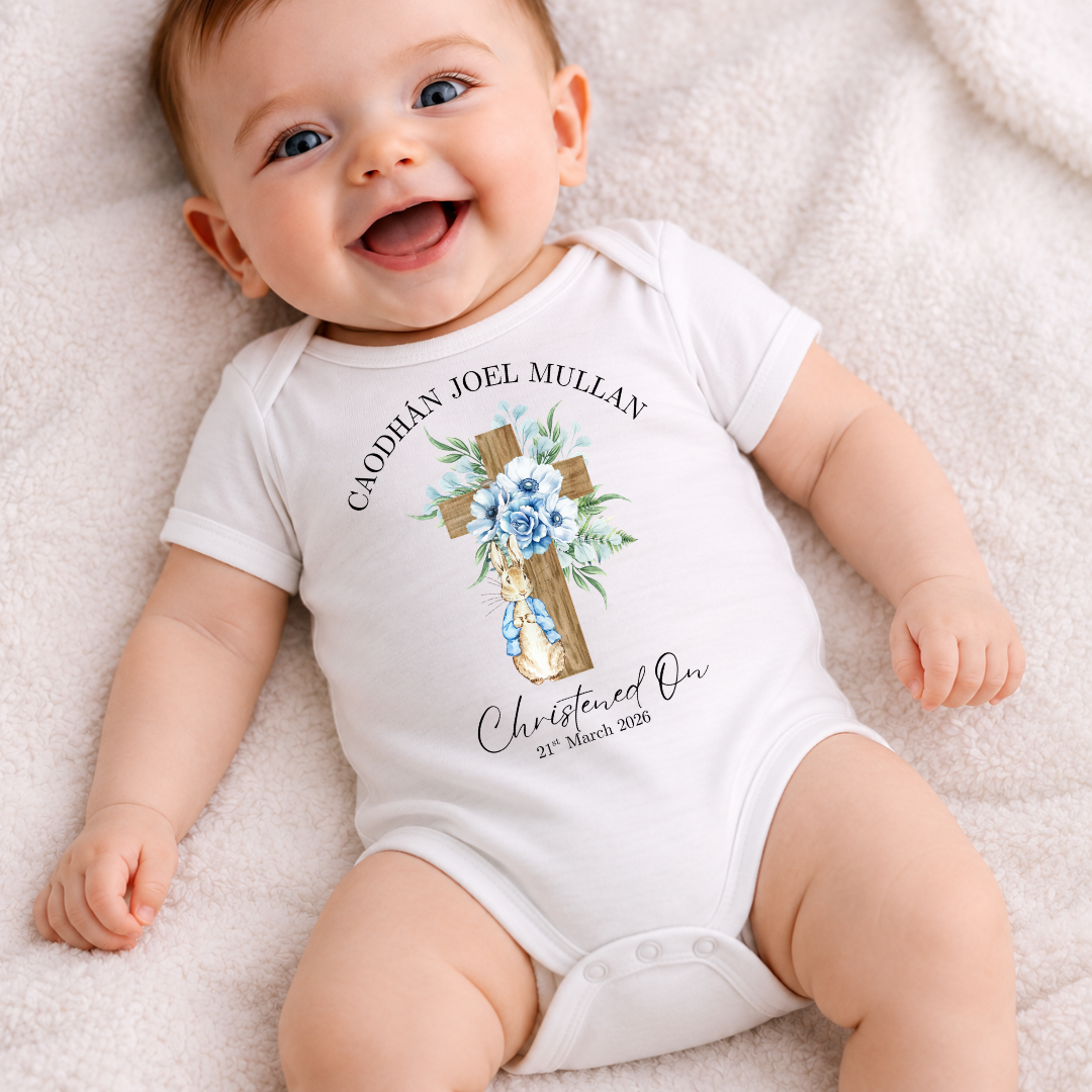Christening Vest - Little Rabbit Blue