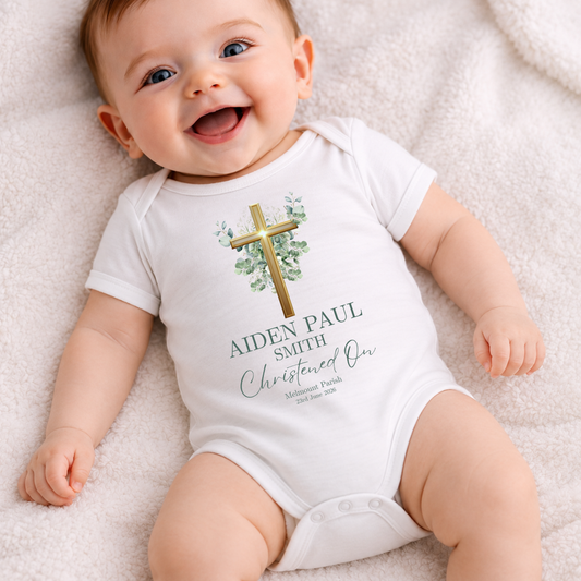 Christening vest - Eucalyptus Cross