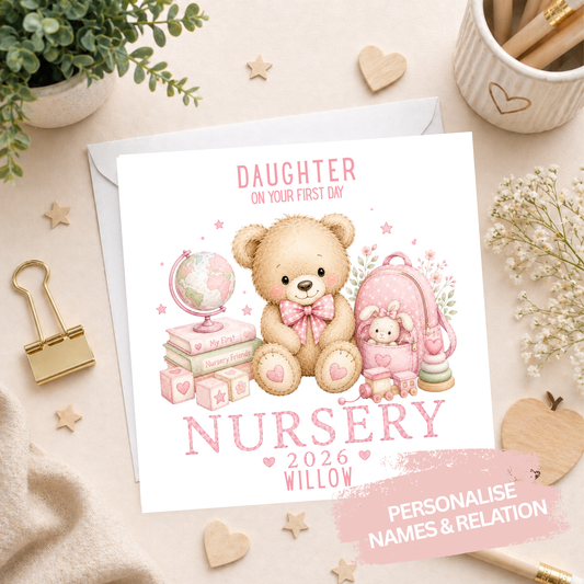 Personalised Starting Nursey Card - Pink