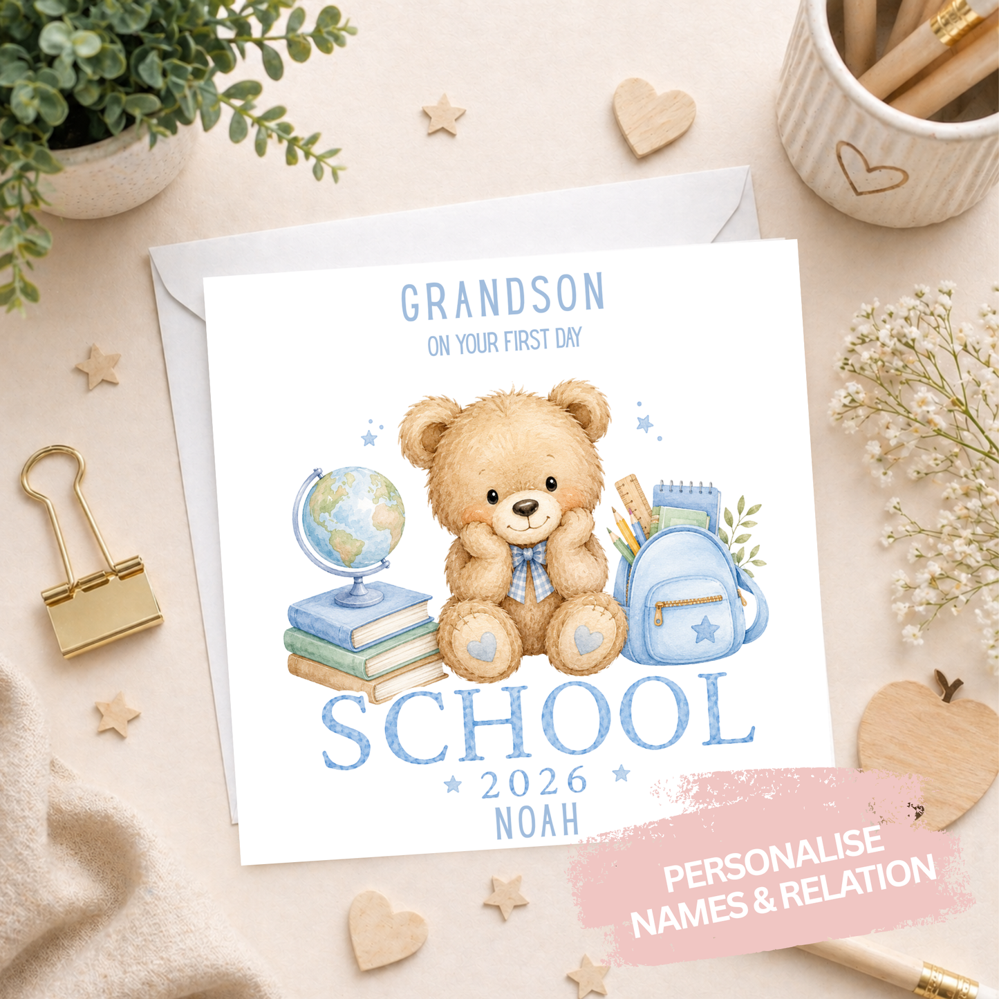 Personalised Starting School Card - Blue