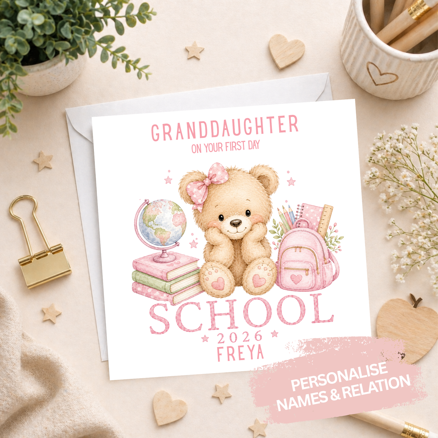 Personalised Starting School Card - Pink