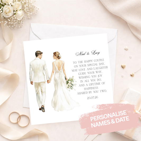 Elegant Bride & Groom Keepsake Card