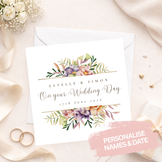 Watercolour Floral Wedding Card