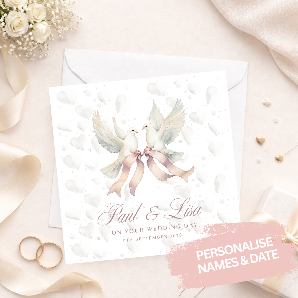 White Dove Wedding Card