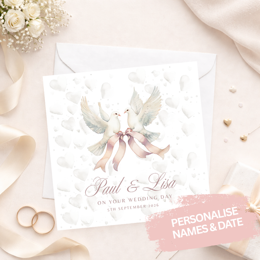 White Dove Wedding Card