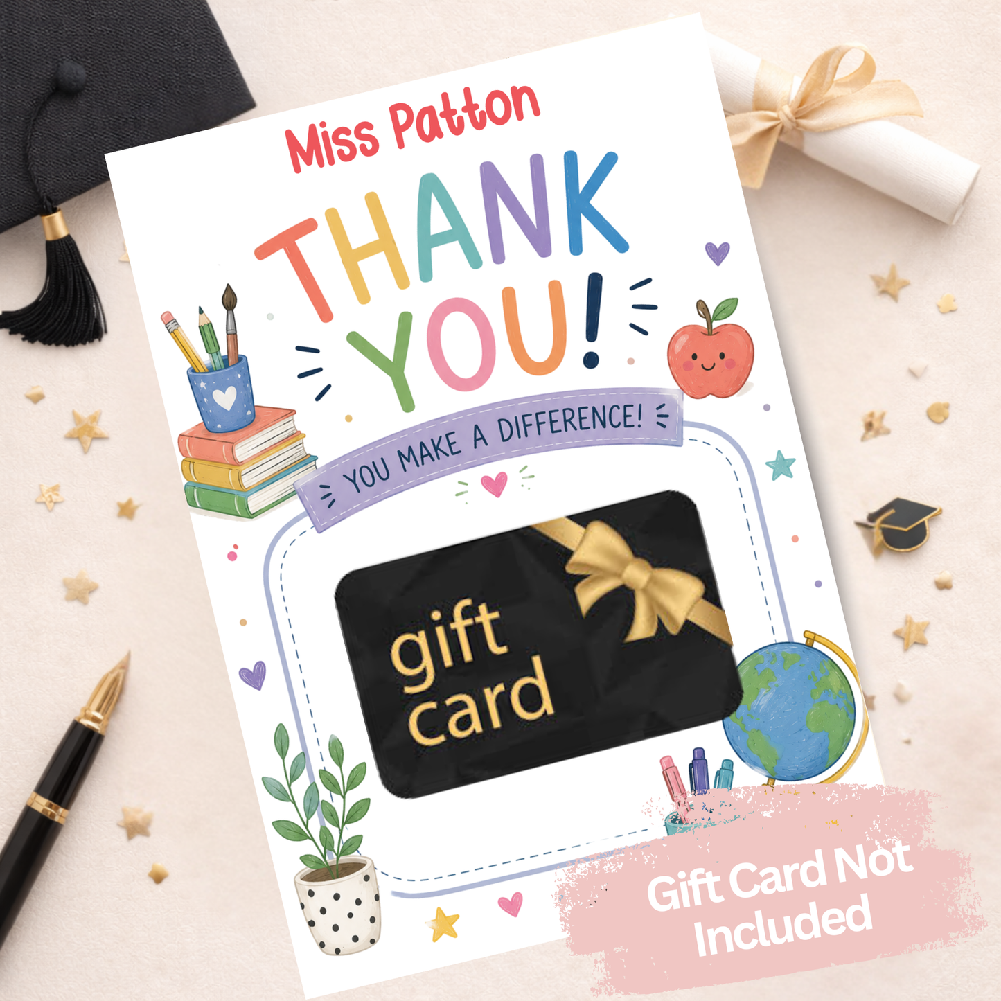 Teacher Thank You Gift Card Holder