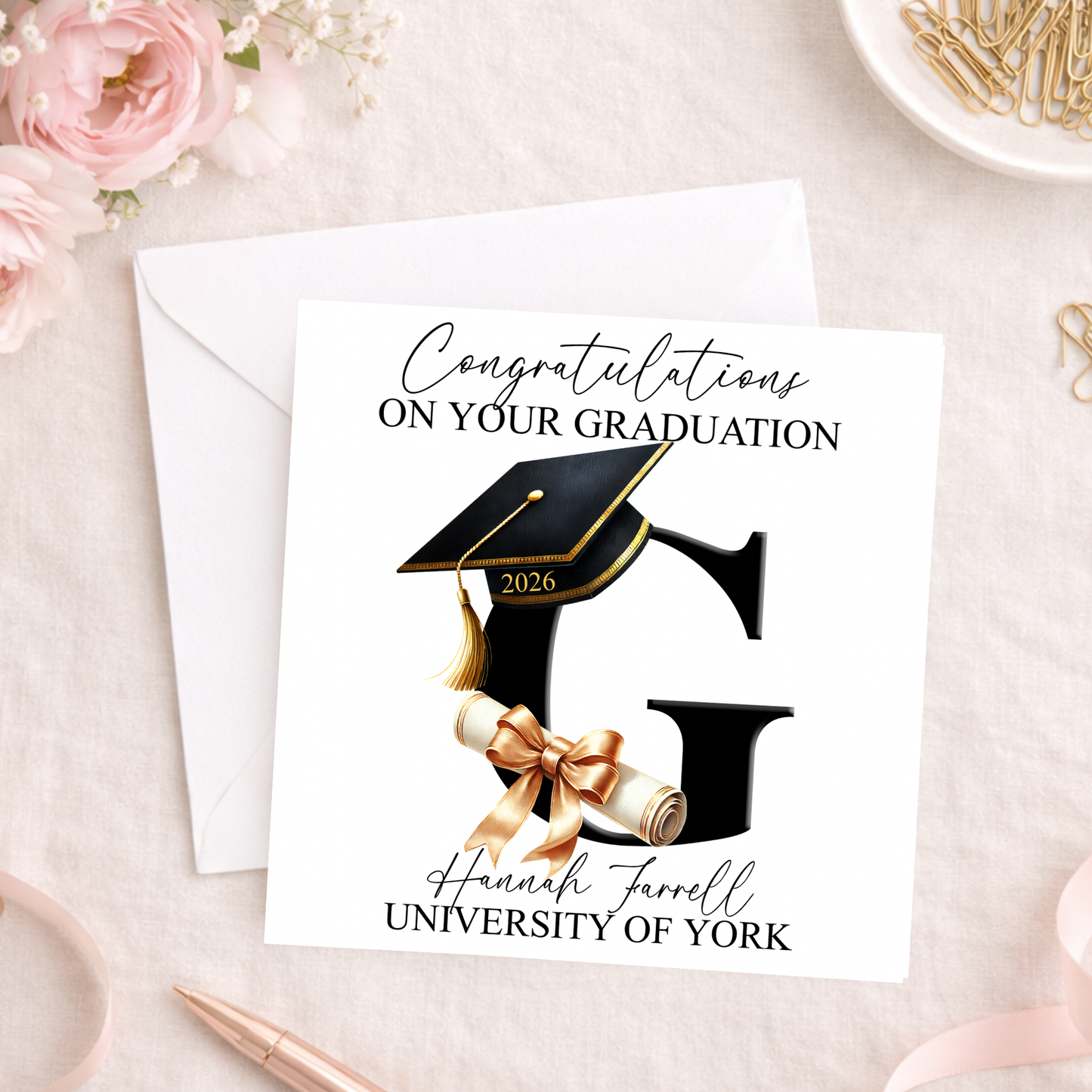 Personalised Graduation Card 2026 Initial Design