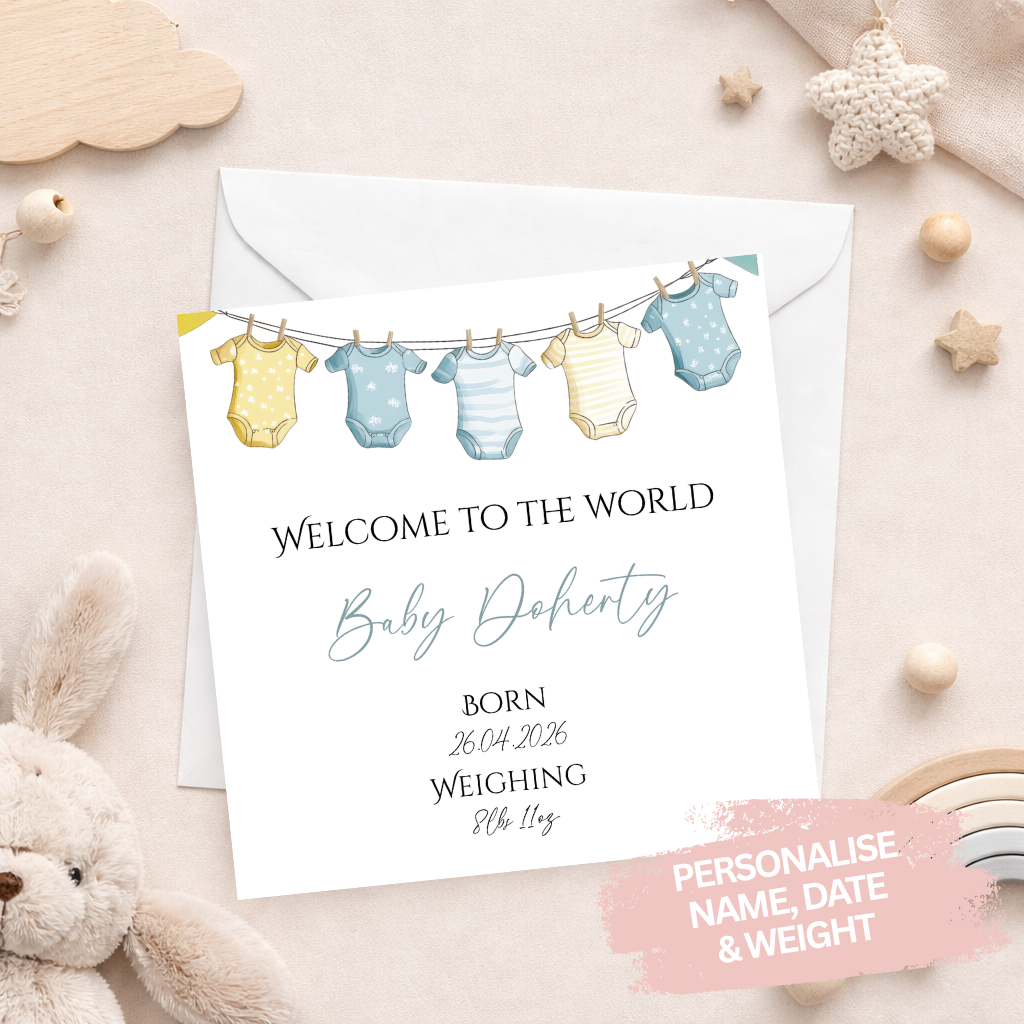 Welcome To The World Baby Card - Boy
