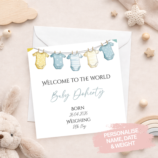 Welcome To The World Baby Card - Boy