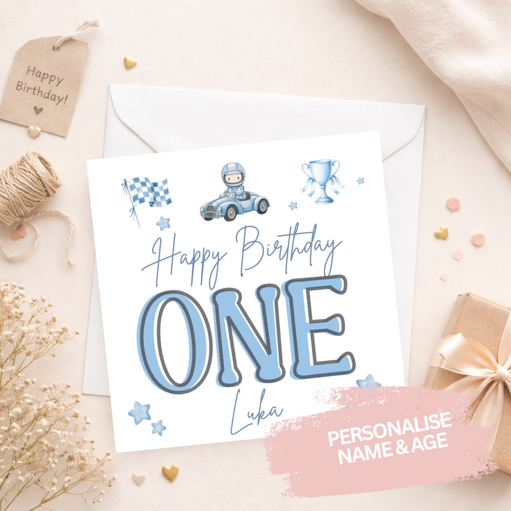 Personalised Birthday Card - Little Racer