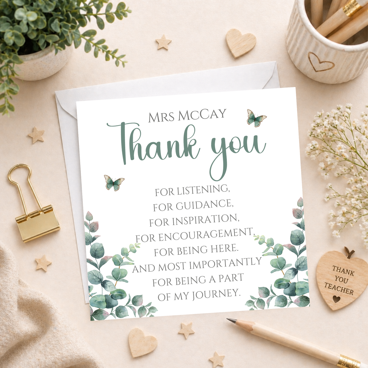 Thank you Teacher Card - Eucalyptus