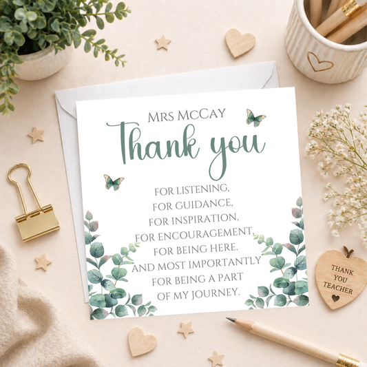 Thank you Teacher Card - Eucalyptus