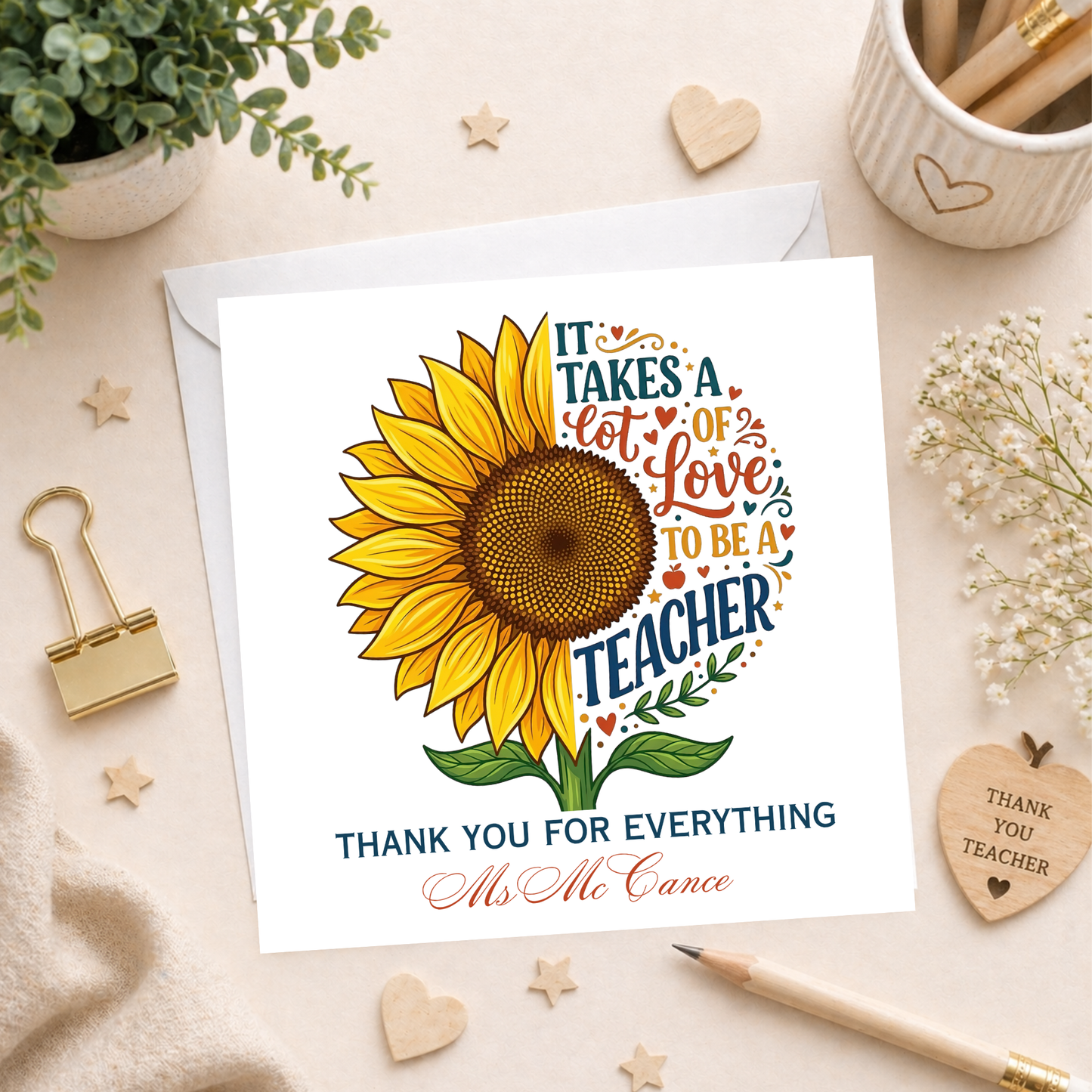 Sun Flower Teacher Card