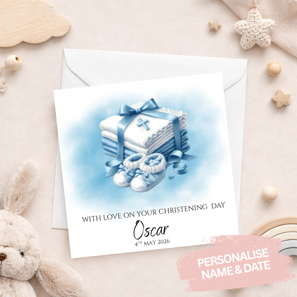 Personalised Baby Boy Booties Card