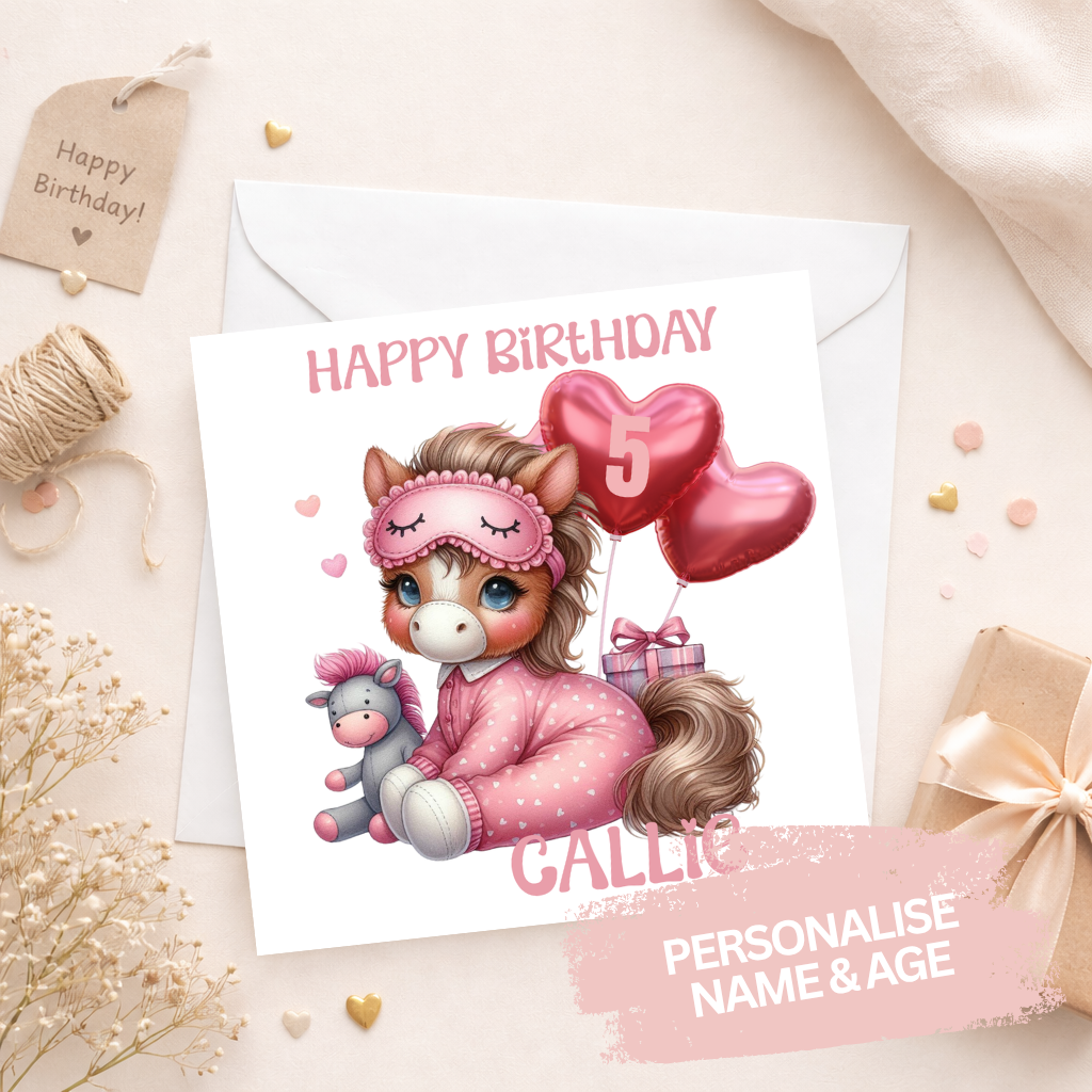 Personalised Birthday Card - Bedtime Pony