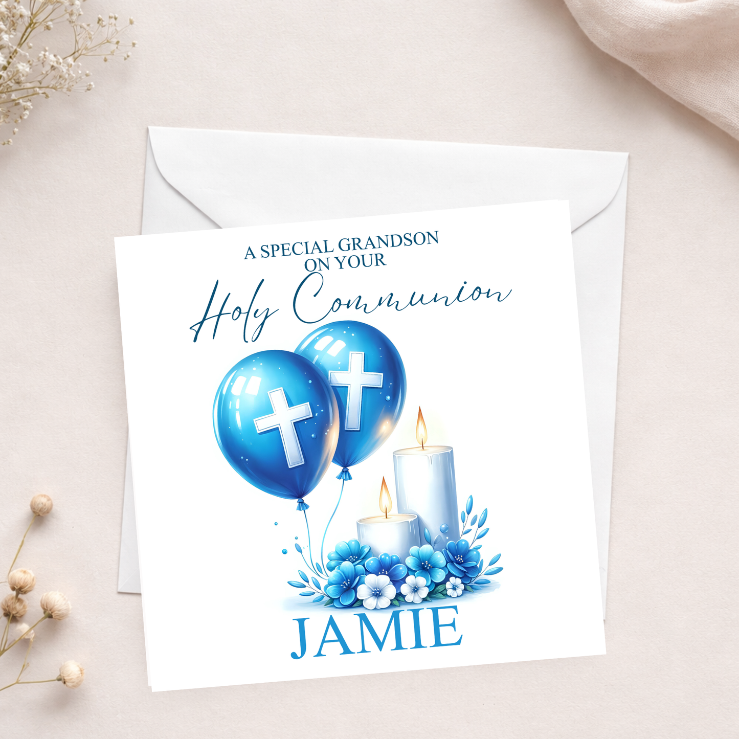 Boy’s Balloon Communion Card
