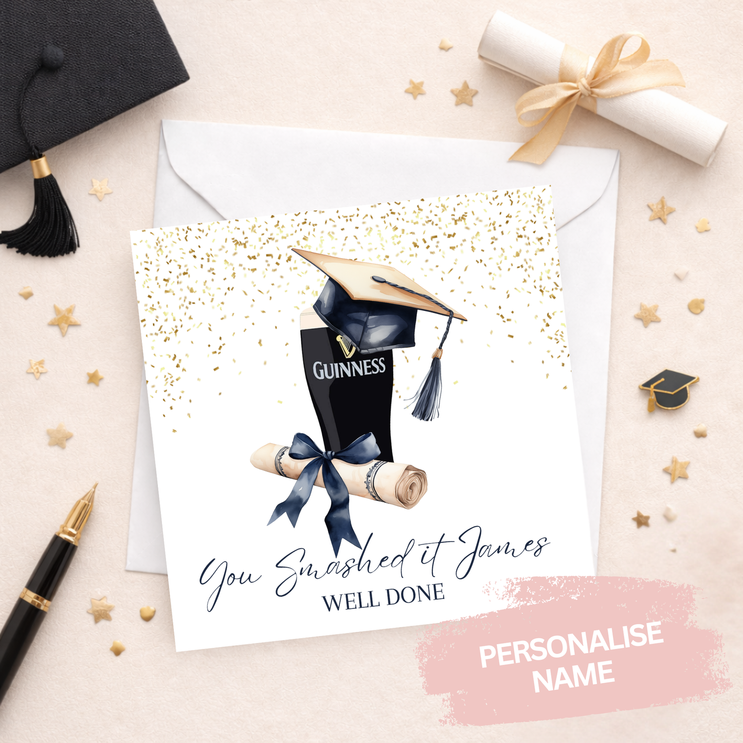 Cap & Pint Personalised Graduation Card