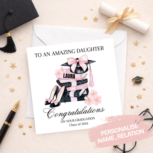 Cap & Heels Personalised Graduation Card