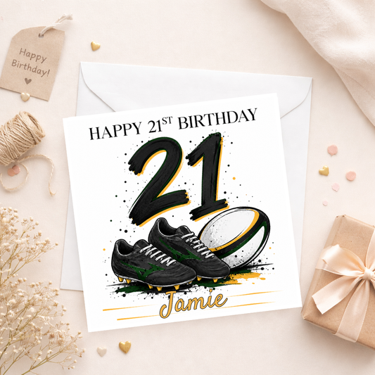 Personalised Rugby 21st Birthday Card