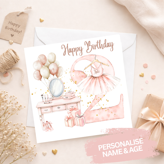 Personalised Ballerina Birthday Card