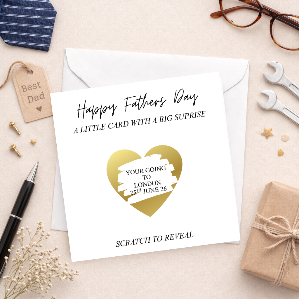 Personalised Father's Day Scratch Card Gift Reveal - Gold