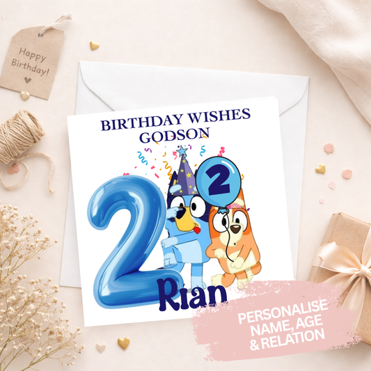 Personalised Birthday Card - Bluey