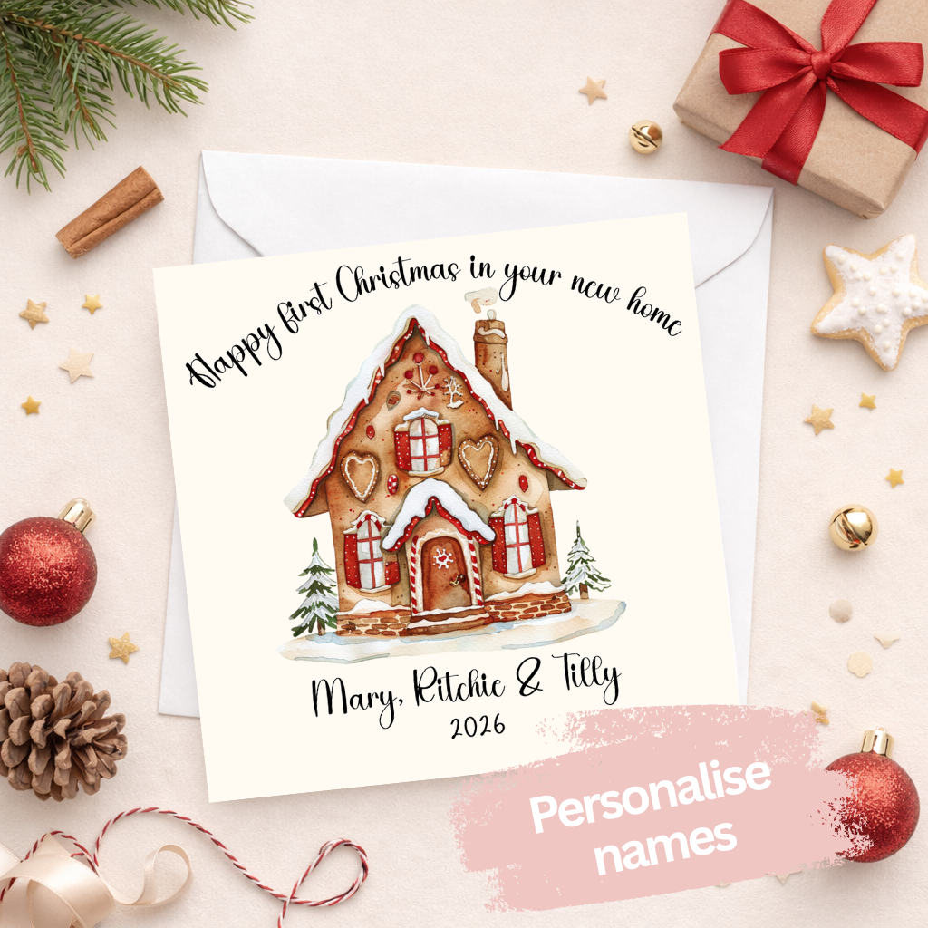 Personalised First Christmas in Your New Home Card | New Home Christmas Card | Custom Names & Year