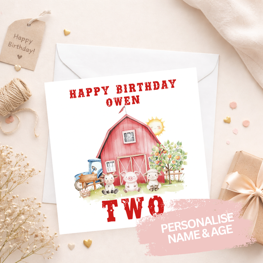 Boy’s Birthday Card - Farm Yard