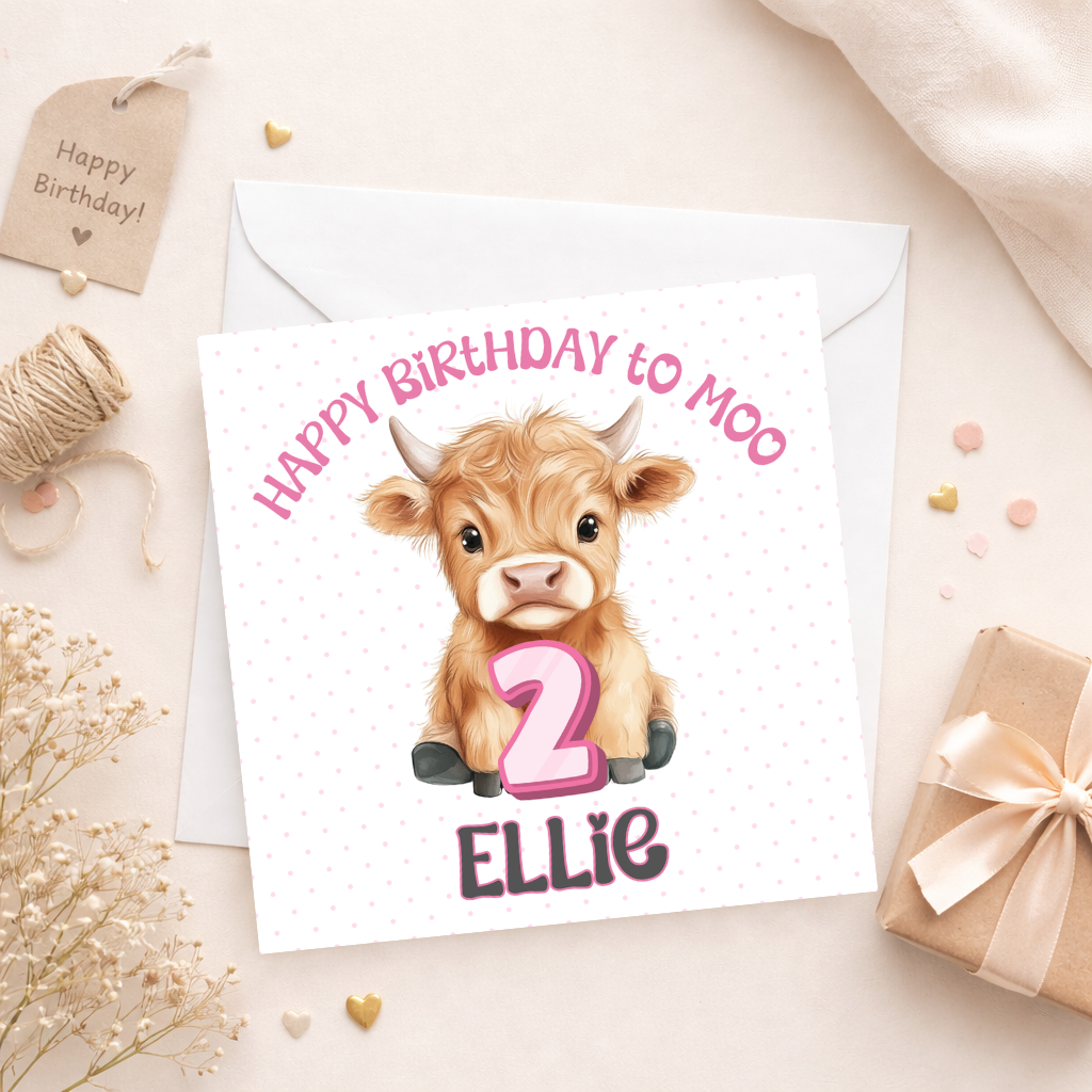 Happy Moo day personalised Birthday Card