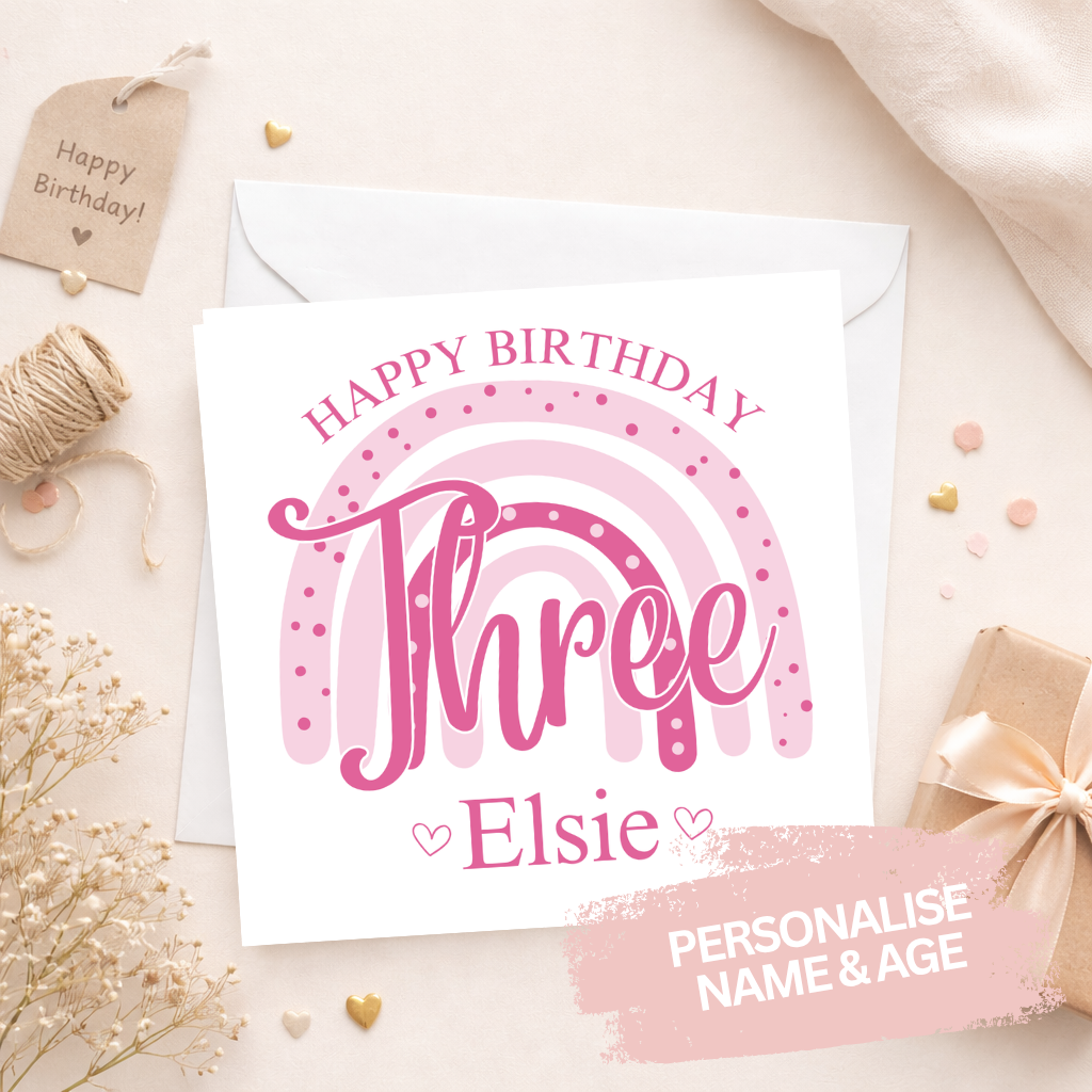 Girls Birthday Card - Rainbow