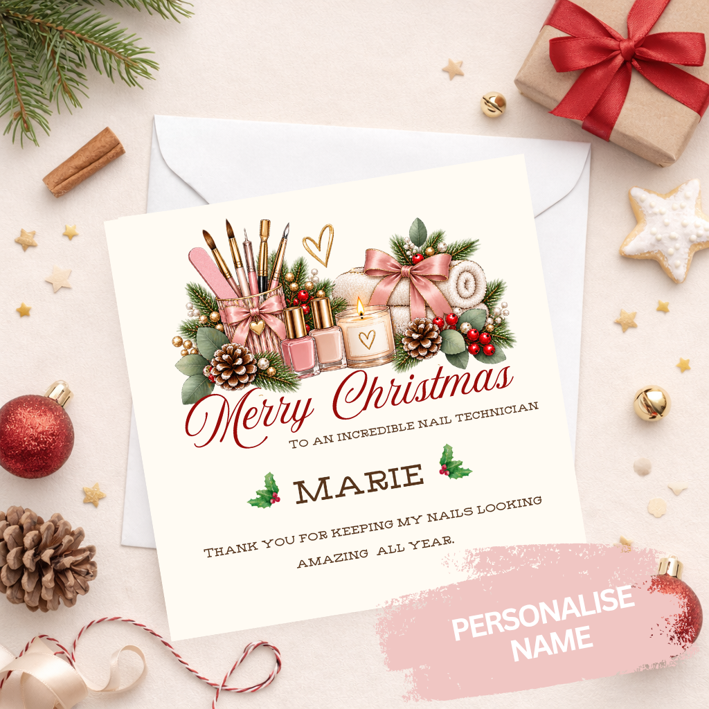 Personalised Nail Technician Christmas Card)