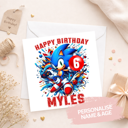 Personalised Birthday Card - Sonic