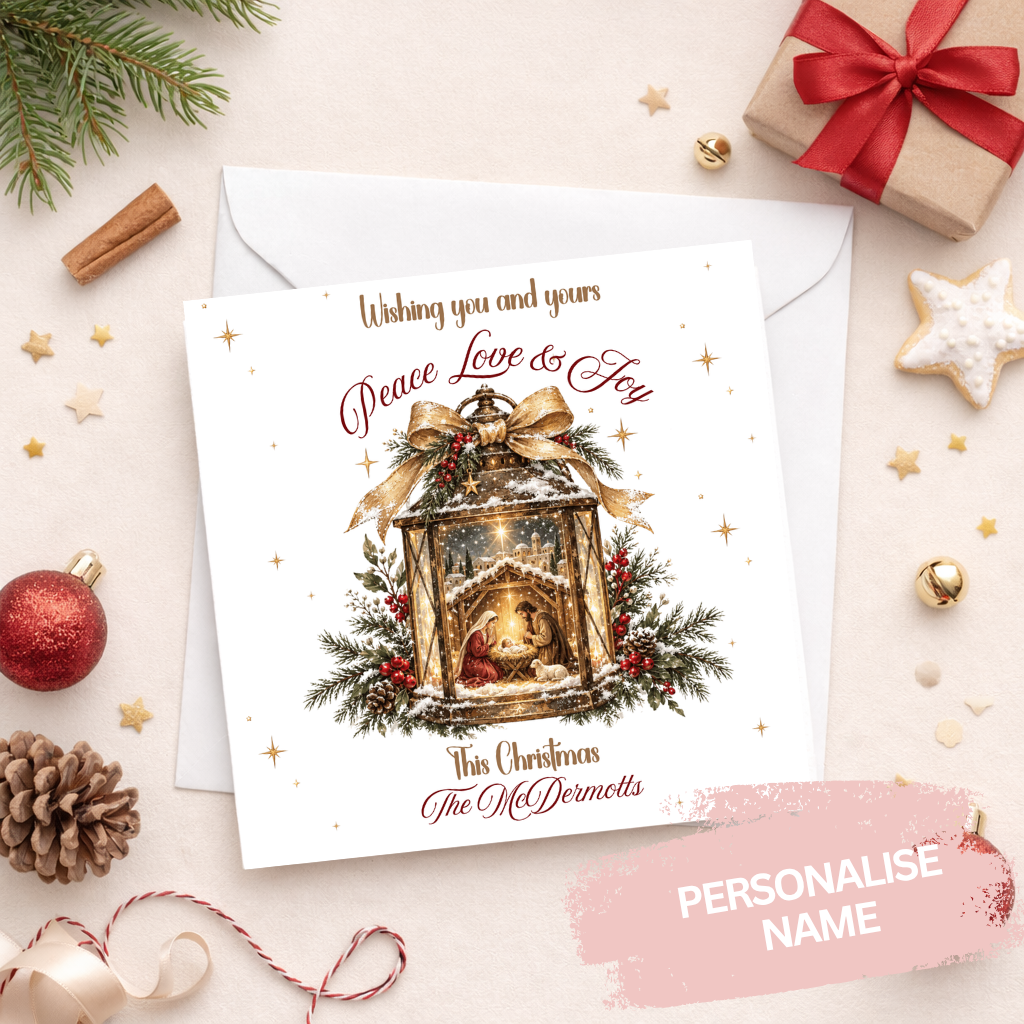 Personalised Nativity Lantern Christmas Card