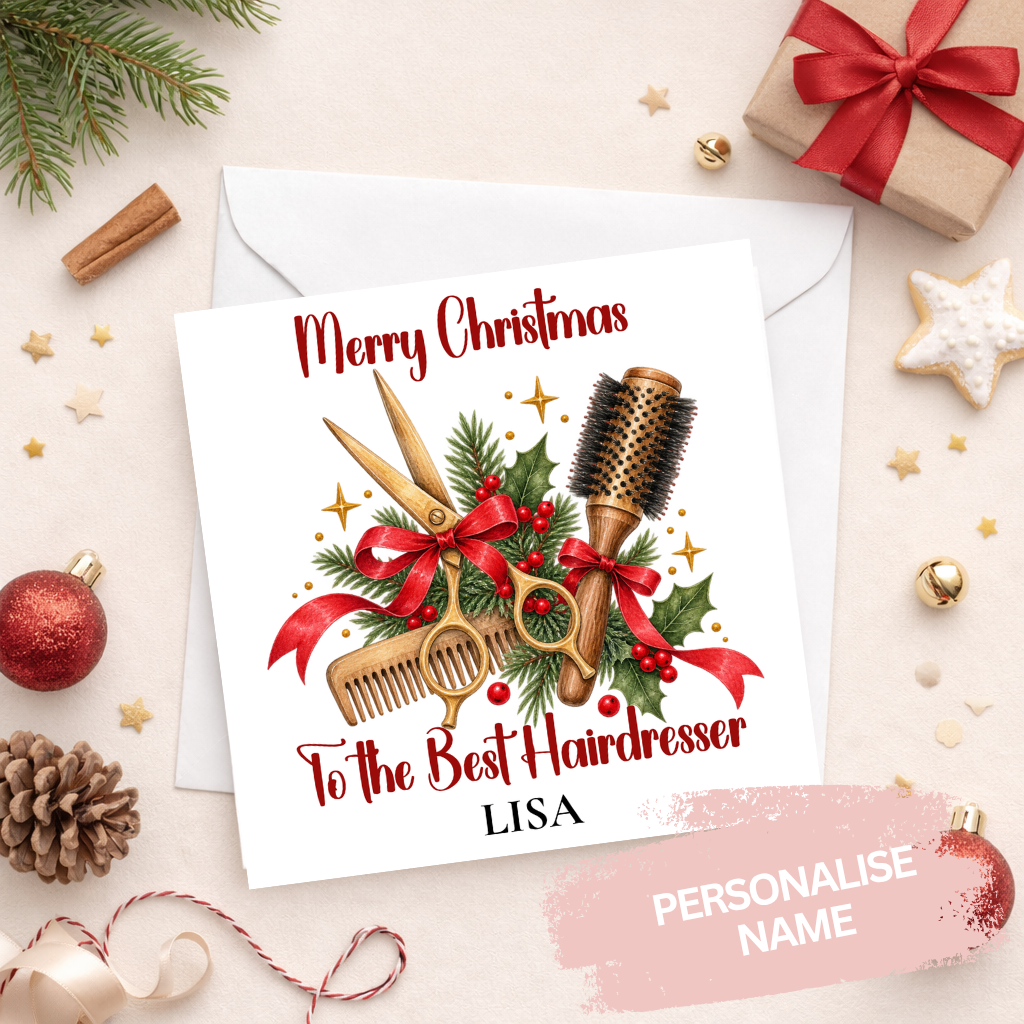 Personalised Hairdresser Christmas Card