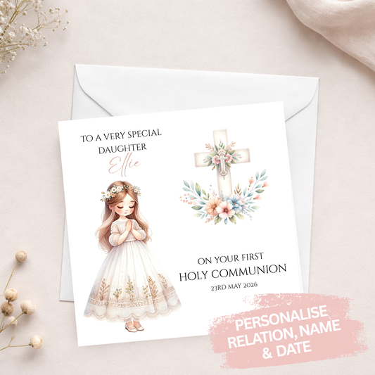 Bohemian Girl Personalised Communion Card