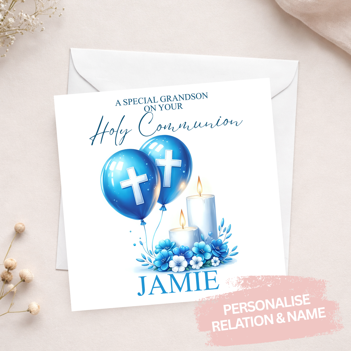 Boy’s Balloon Communion Card