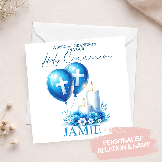 Boy’s Balloon Communion Card