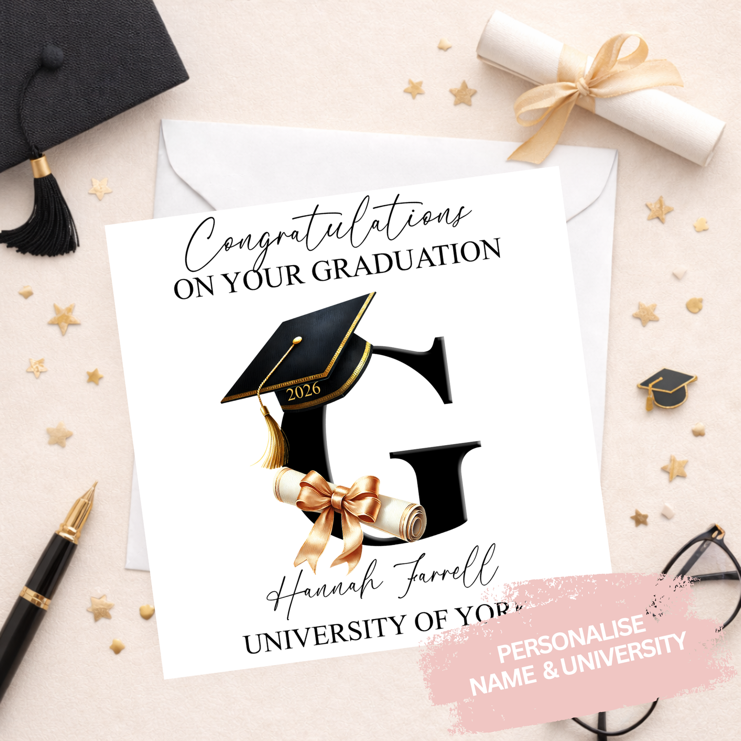 Personalised Graduation Card 2026 Initial Design