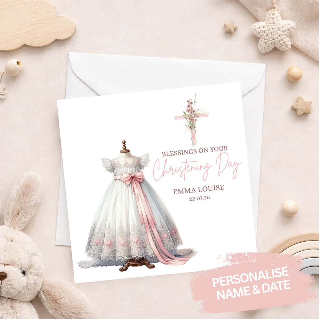 Christening Robe Personalised Card