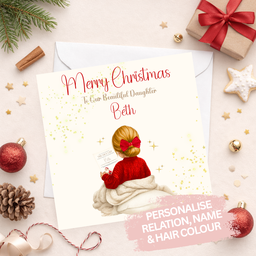 Personalised Santa Girl Card