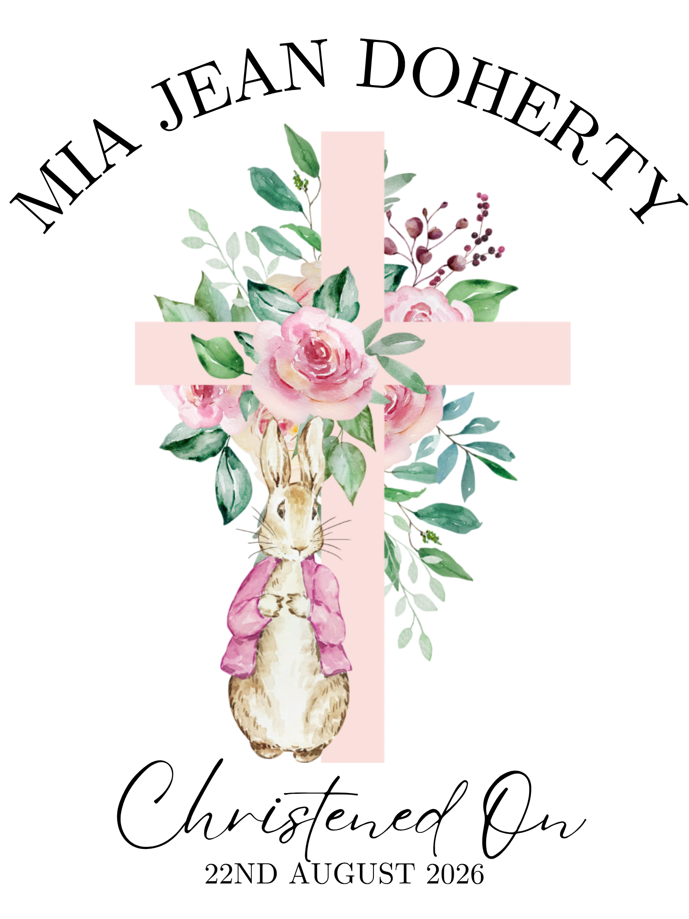 Personalised Christening Bunny - Little Rabbit Pink