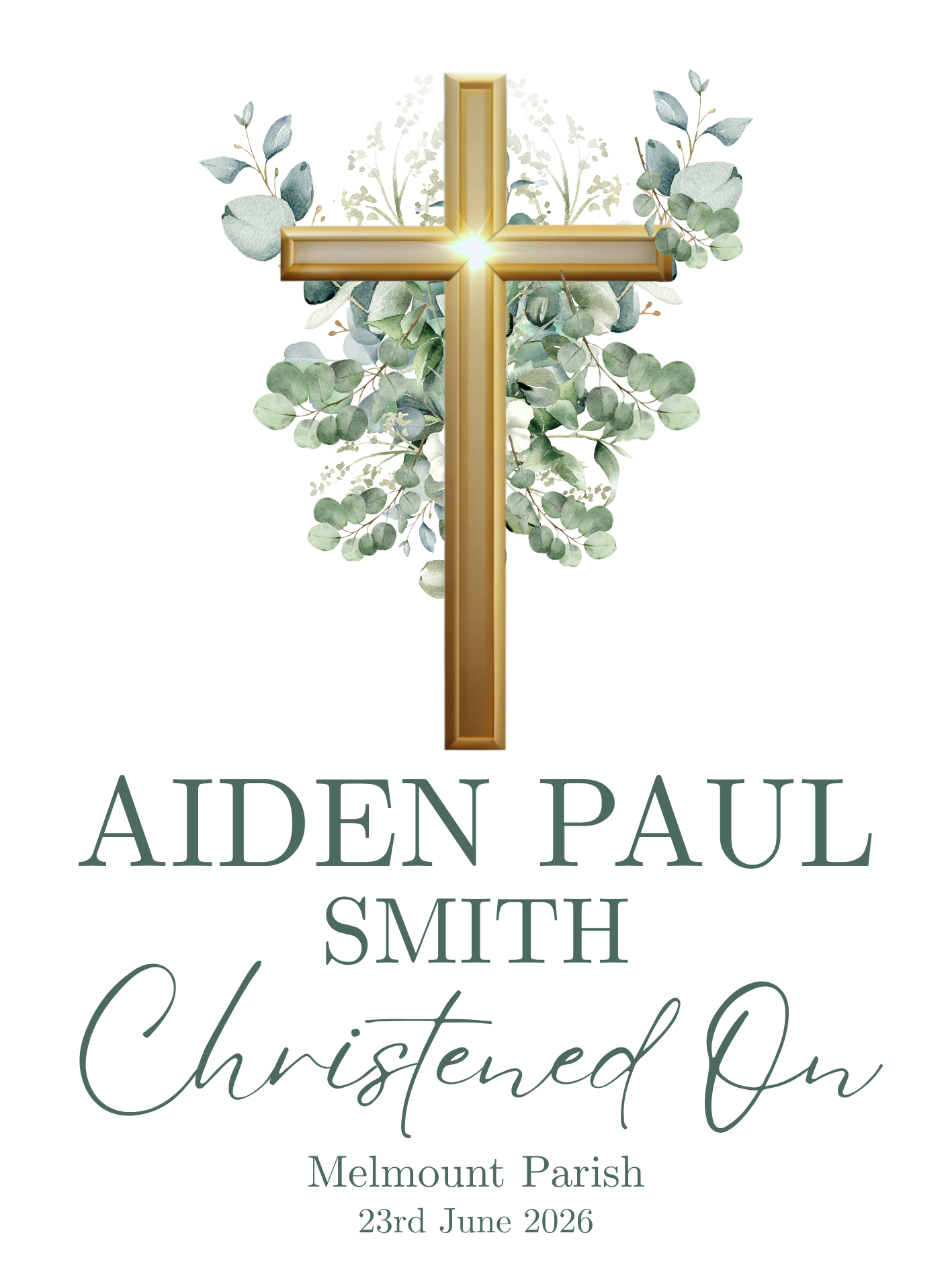 Personalised Christening Bunny  - Eucalyptus Cross