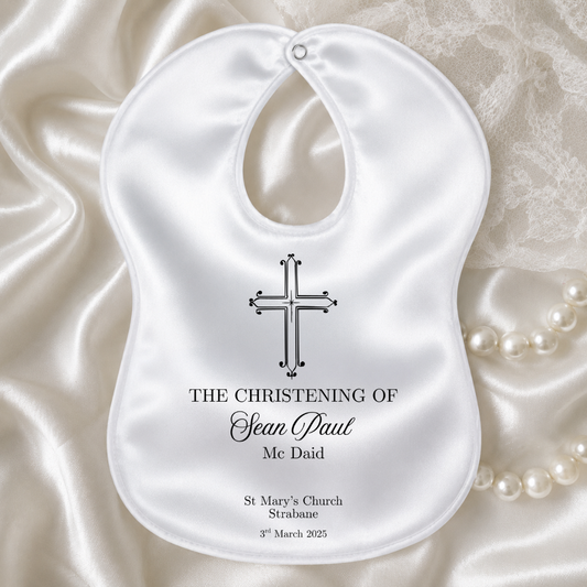 Personalised Christening/Baptism Bib - Timeless Black