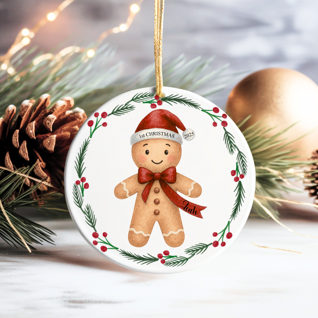 Personalised Gingerbread First Christmas Bauble