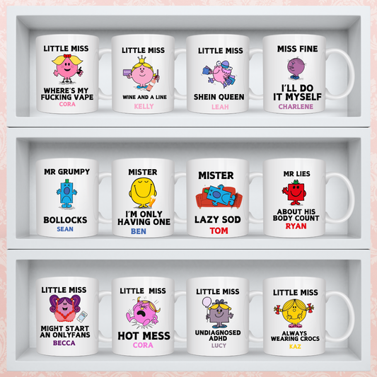 Novelty “Little Miss & Mister” Mugs – Personalised Fun Gifts