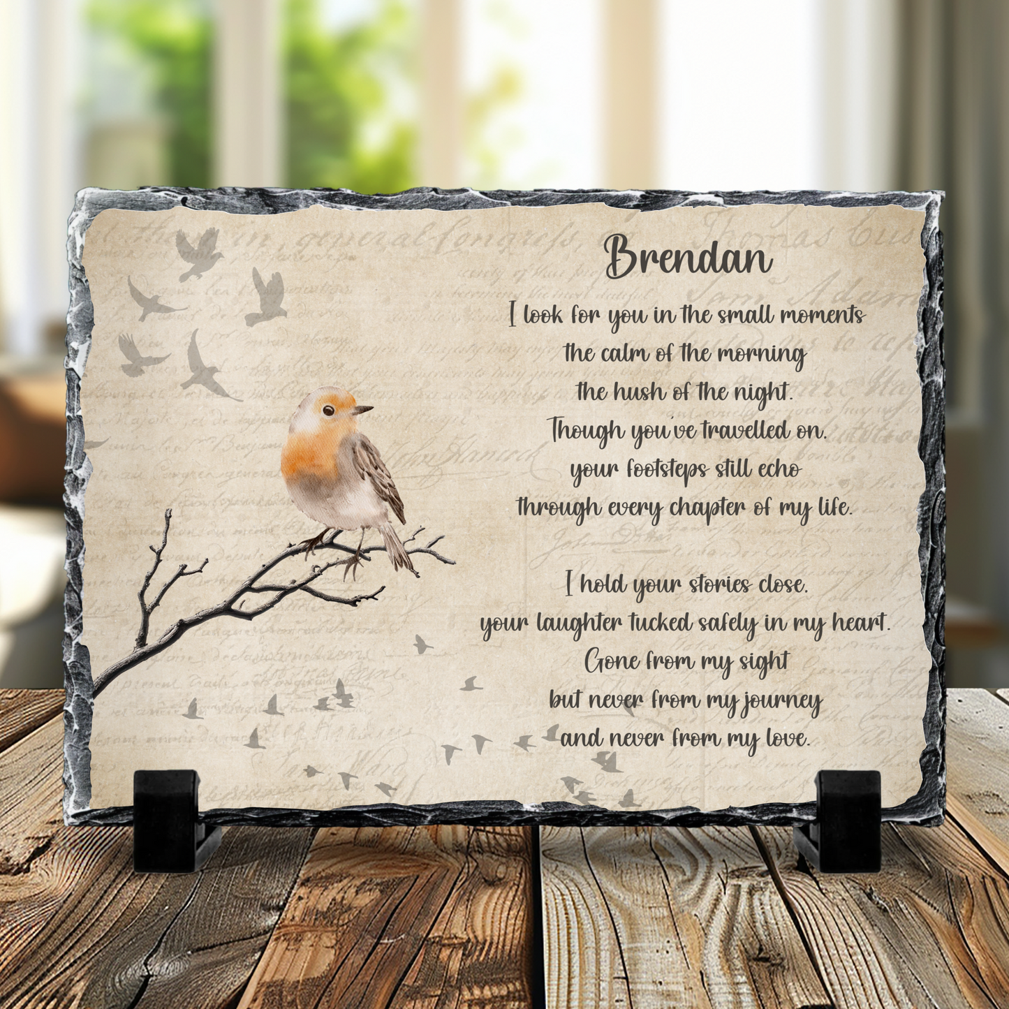 Personalised Robin Memorial Slate