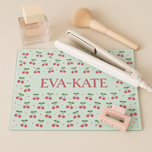 Personalised Cherry Print Heat Protection Glass Board