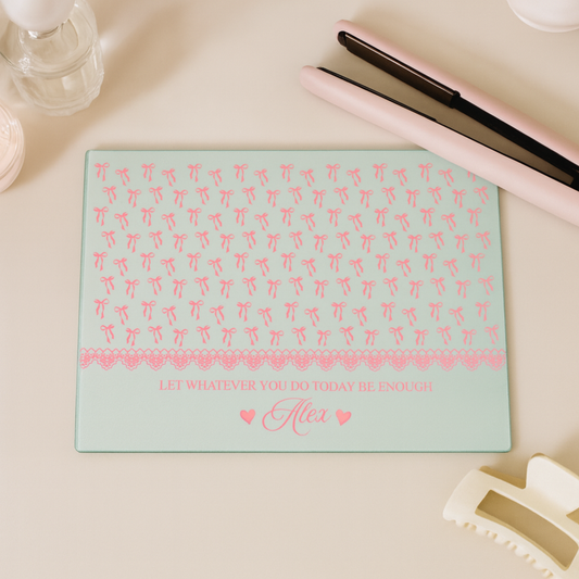 Personalised Bow Print Heat Protection Glass Board