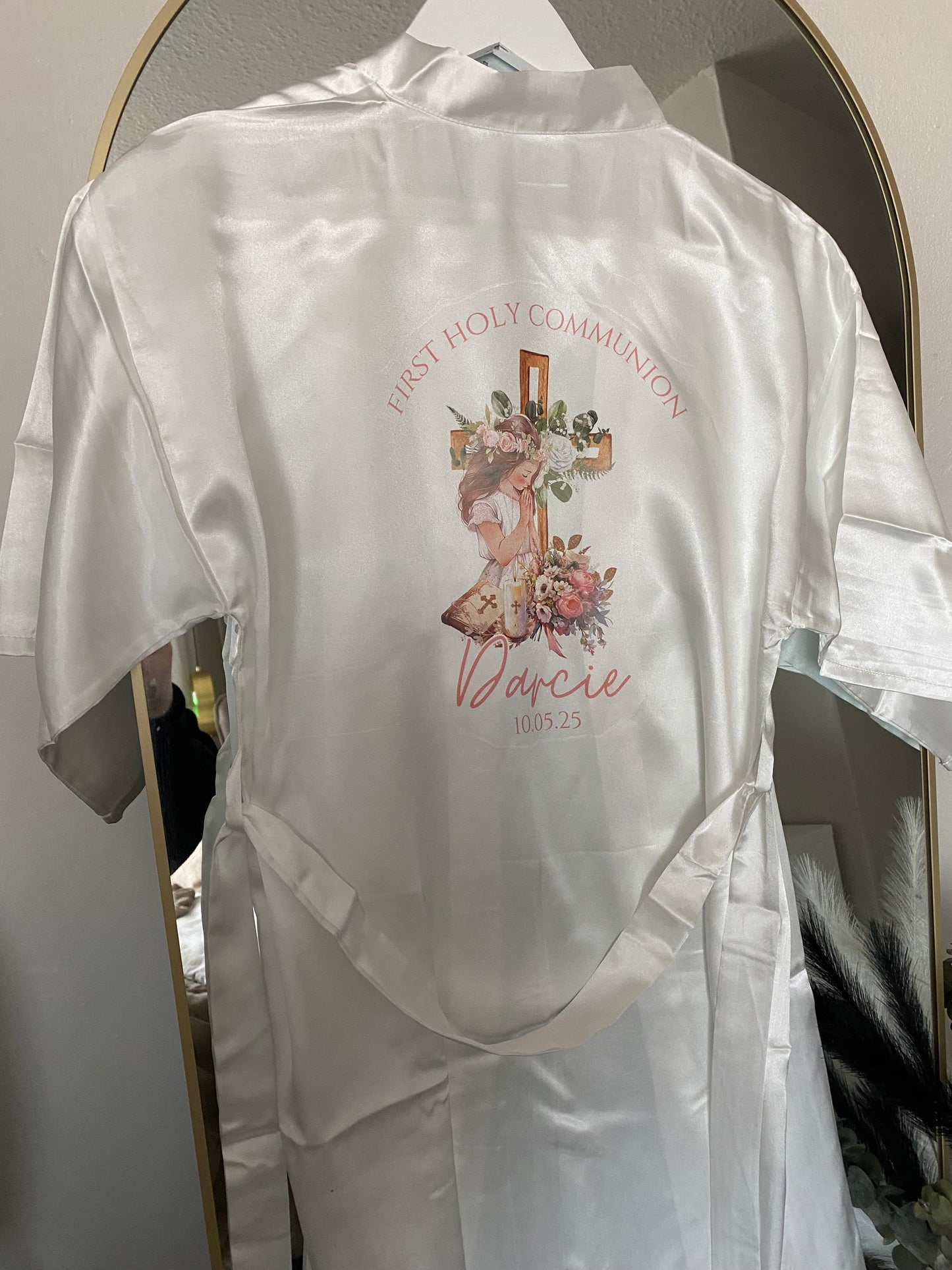 Girls Personalised Satin Robe