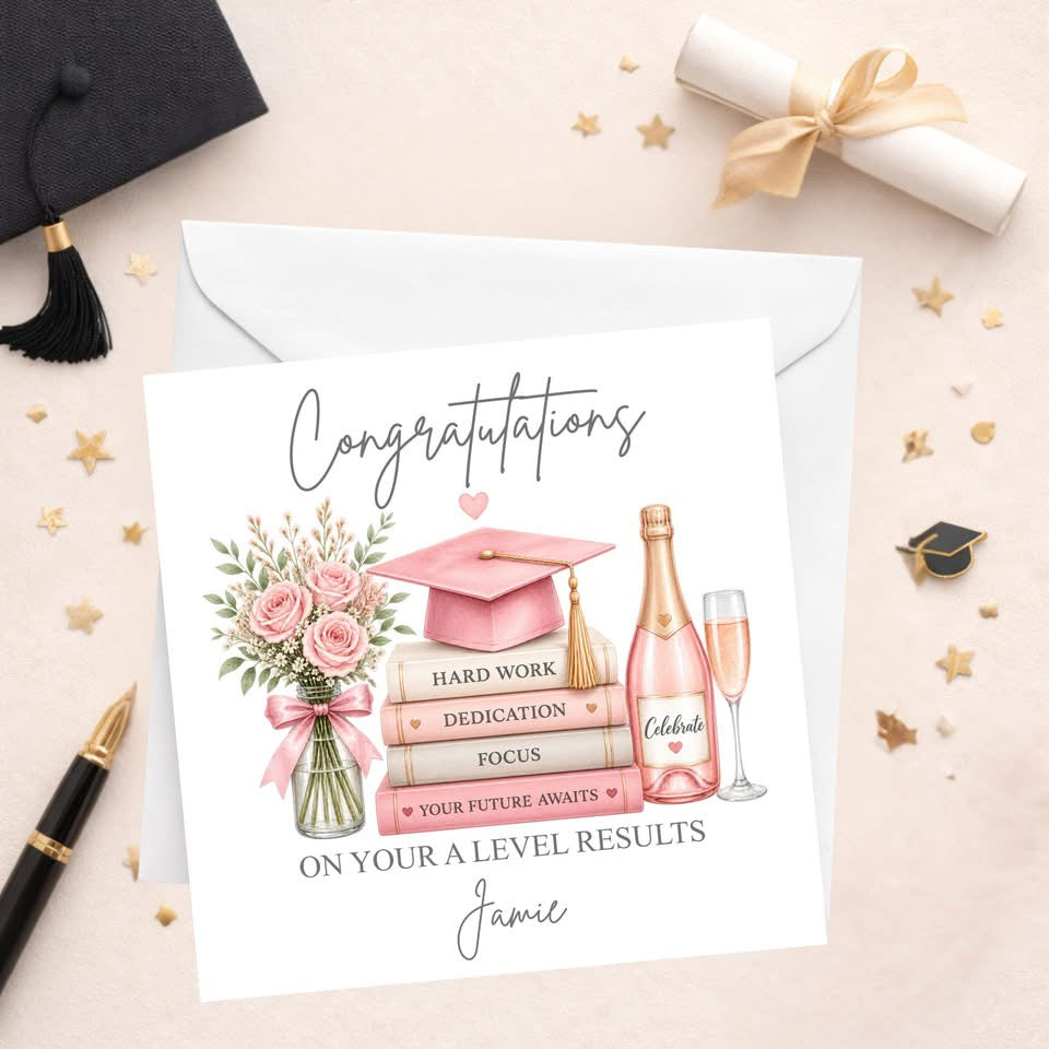 A Level Results Card - Pink Books